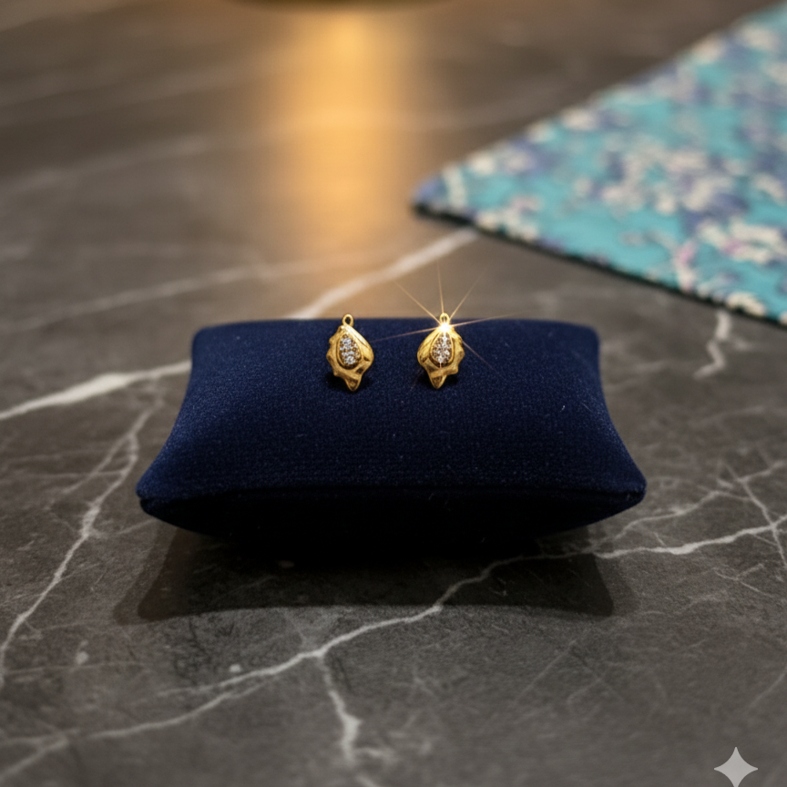 Petite Golden Drop Studs - Delicate Design with Subtle Sparkle
