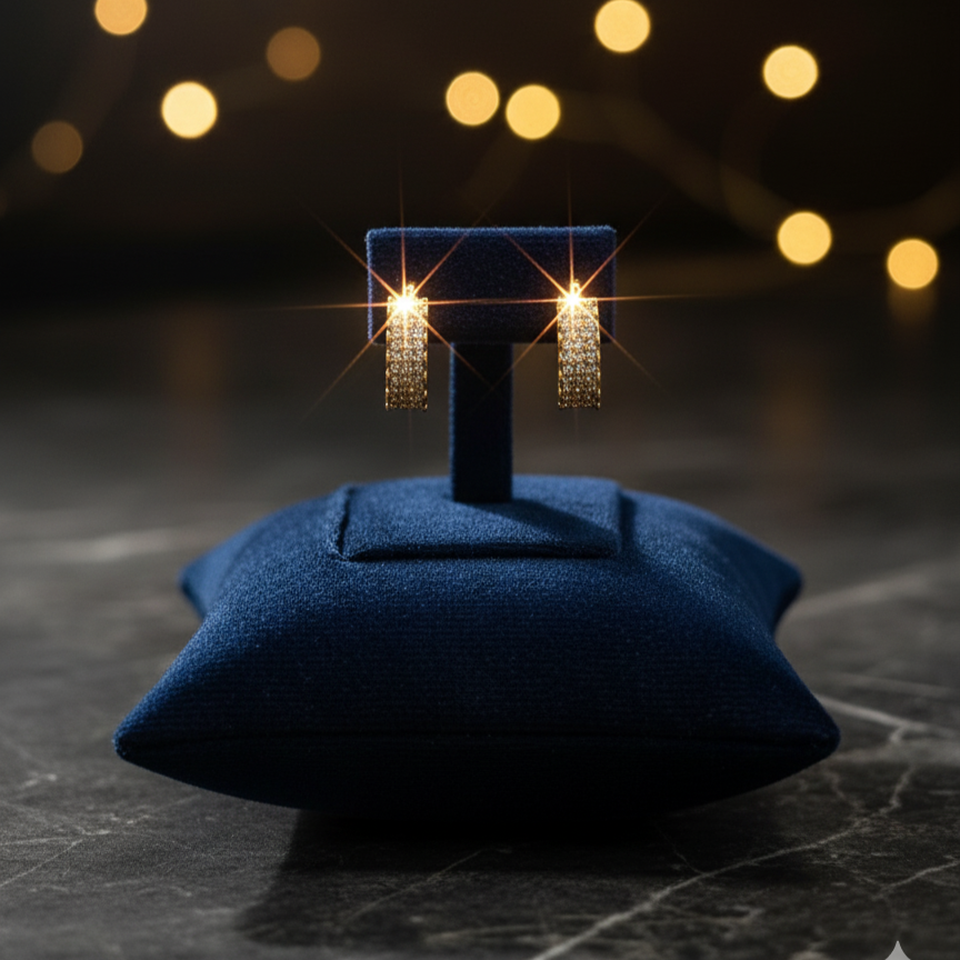 Dazzling Pave Crystal Huggie Hoops - Radiant Gold-Tone