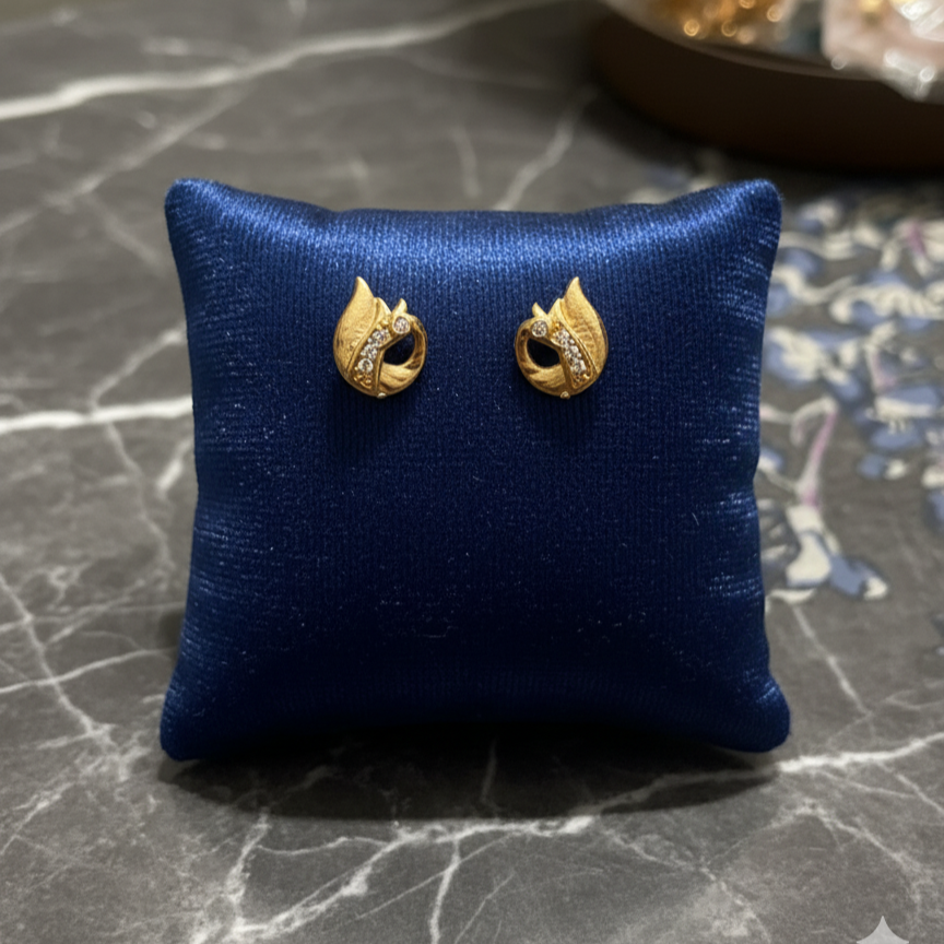 Graceful Petal Studs - Gold-Tone with Sparkling Crystal Accents