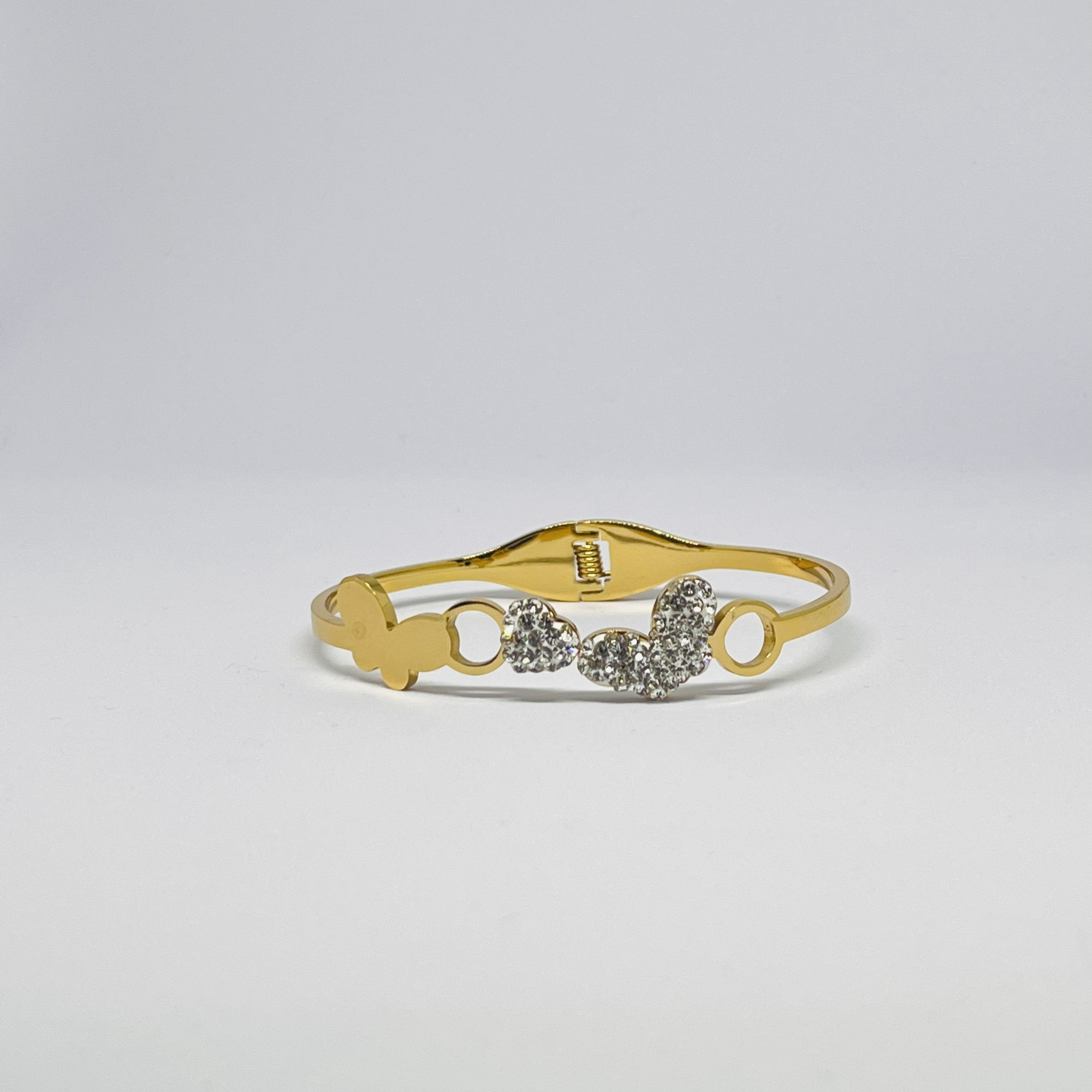 Gold Butterfly Heart Bangle – Sparkling Crystal Love Bracelet